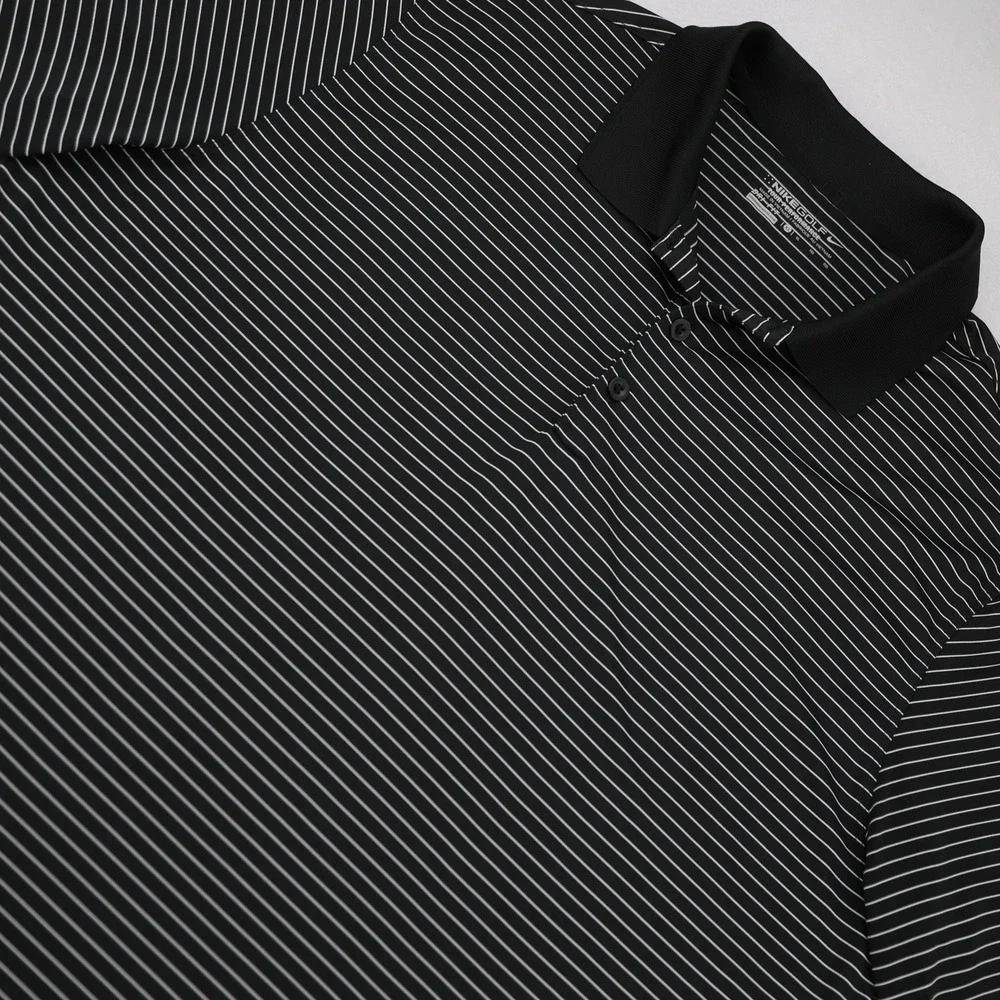 Nike Golf Tour Performance Dri-FIT Mens XL‎ Black White Striped Polo Shirt